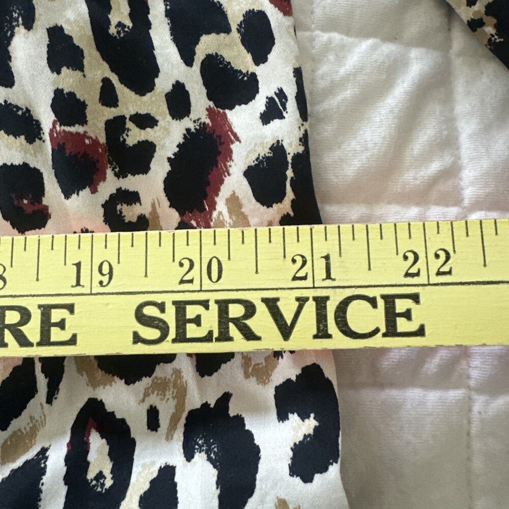 Foxcroft Shirt Dress Womens 12 Cheetah Print Belted Wrinkle Free Cotton Classic - Picture 10 of 11